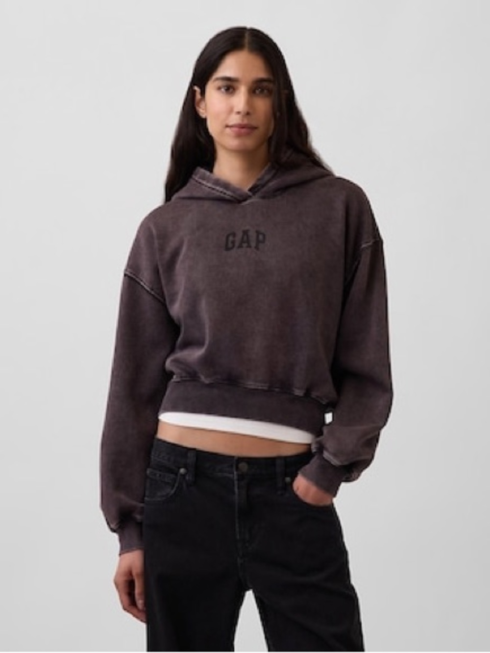 Gap Women’s VintageSoft Crop Logo Hoodie Brown Size XS
